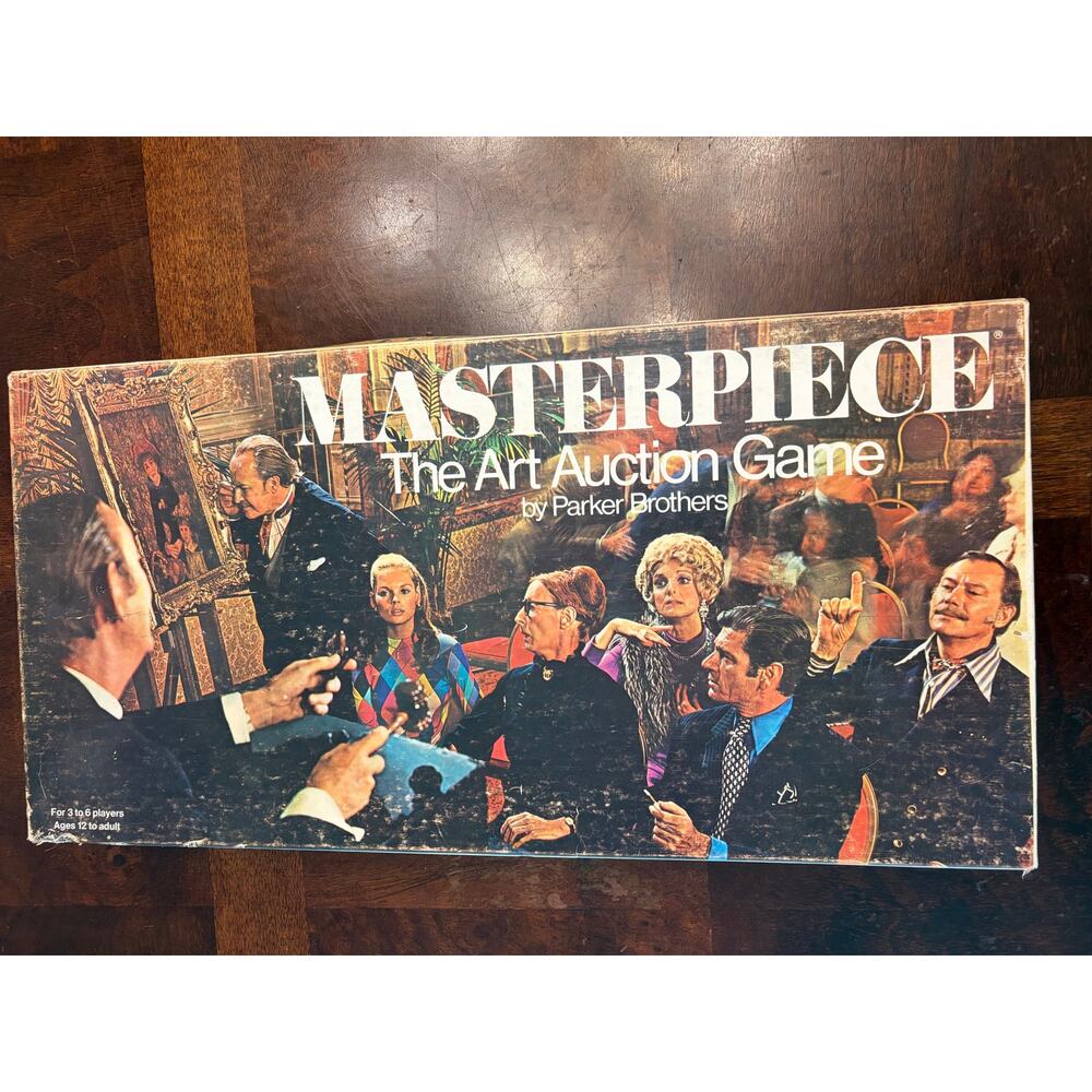 Vintage 1970 Masterpiece Art Auction Game Parker Bros Complete (except 19 clips)
